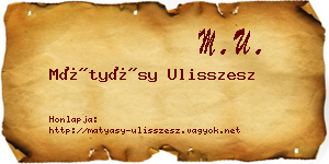 Mátyásy Ulisszesz névjegykártya